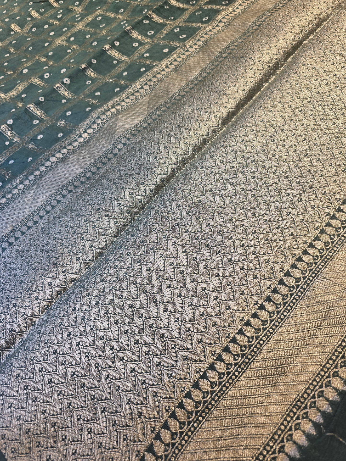 Crush Bandhini Silk Saree with Checked Pattern and Butta Motifs | Lightweight Festive & Daily Wear Saree