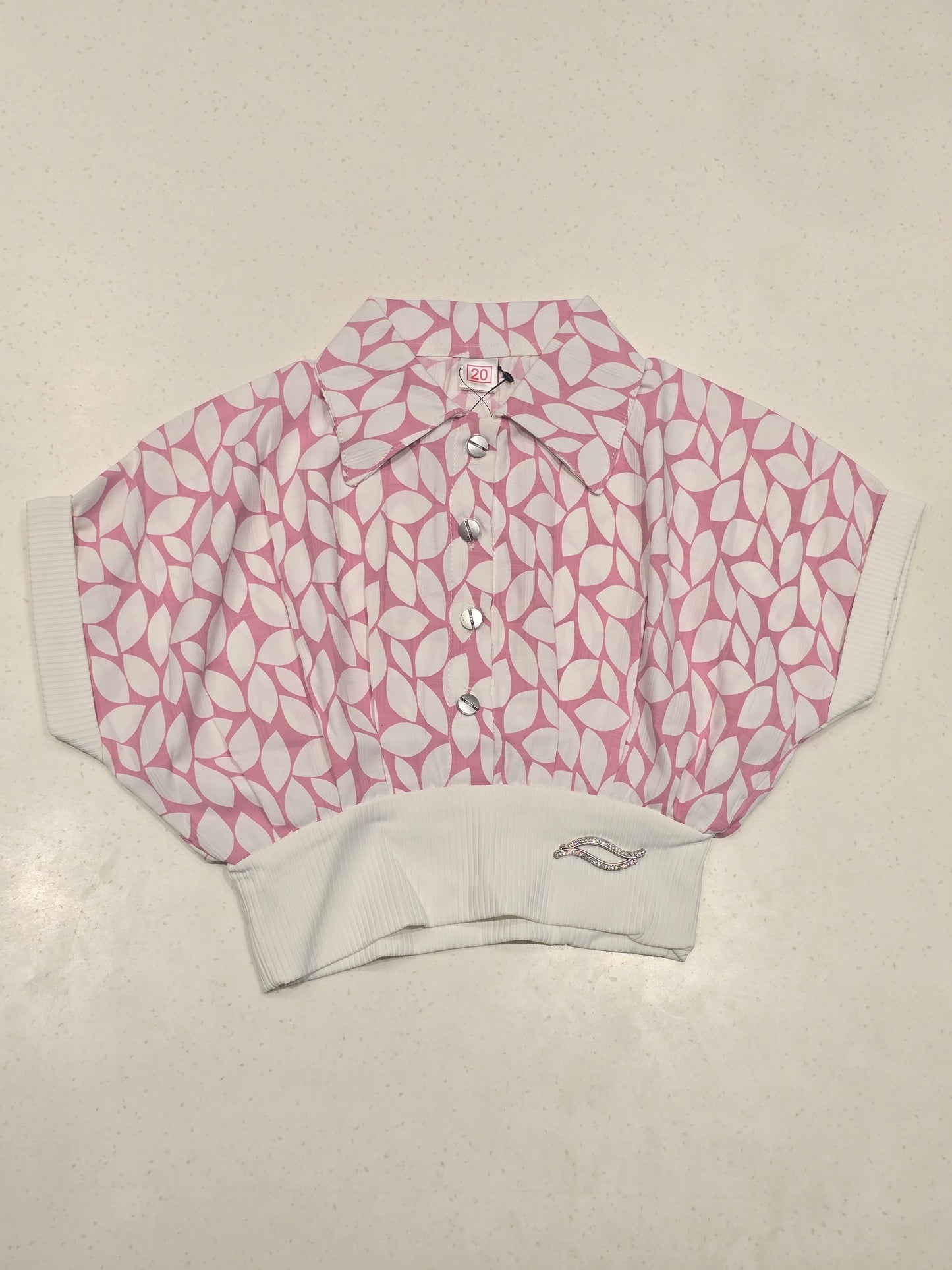 Girl Pink White Butterfly Cotton Fancy Top