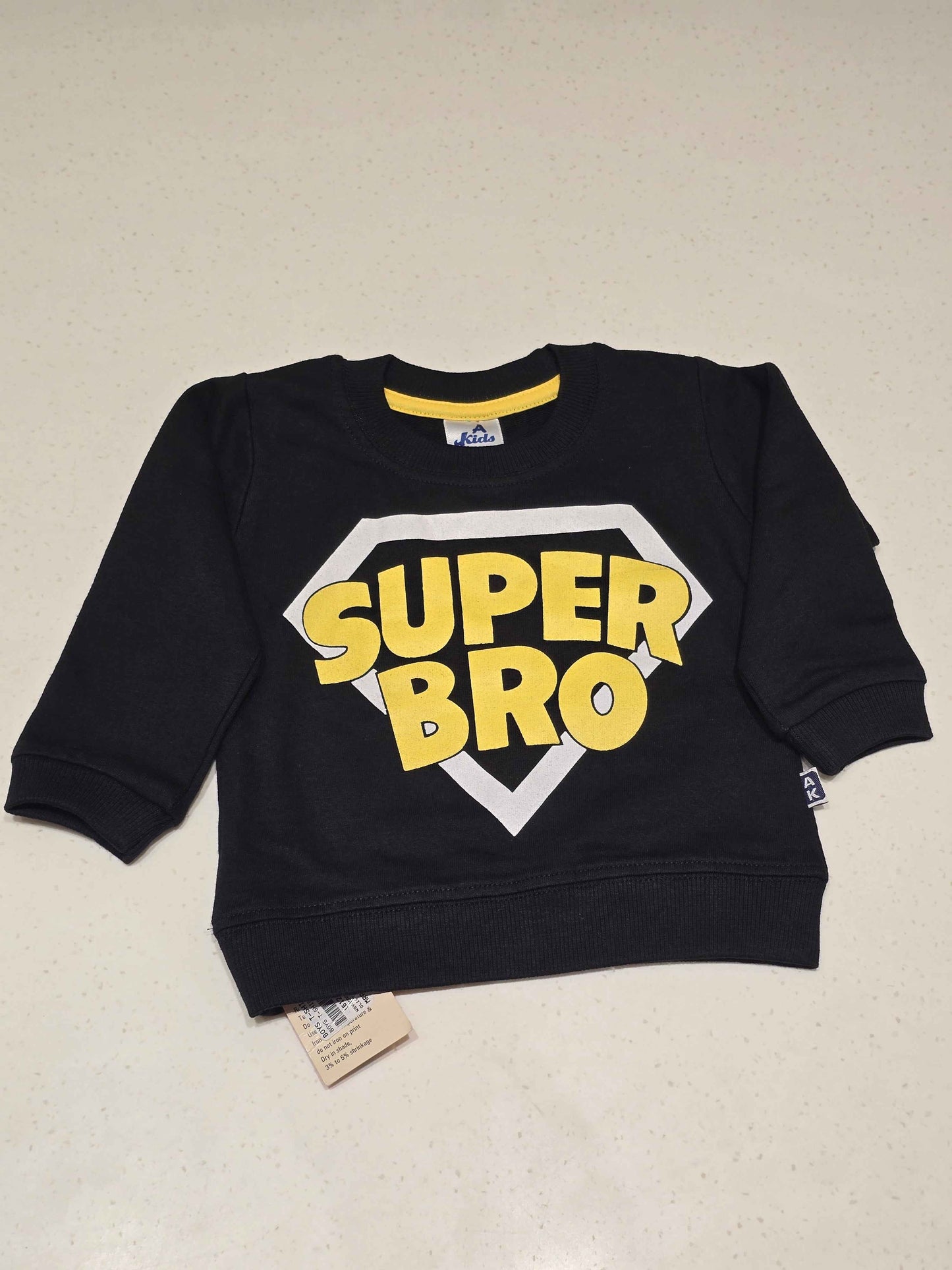 Baby Boys Black Cotton Full Sleeve T Shirt