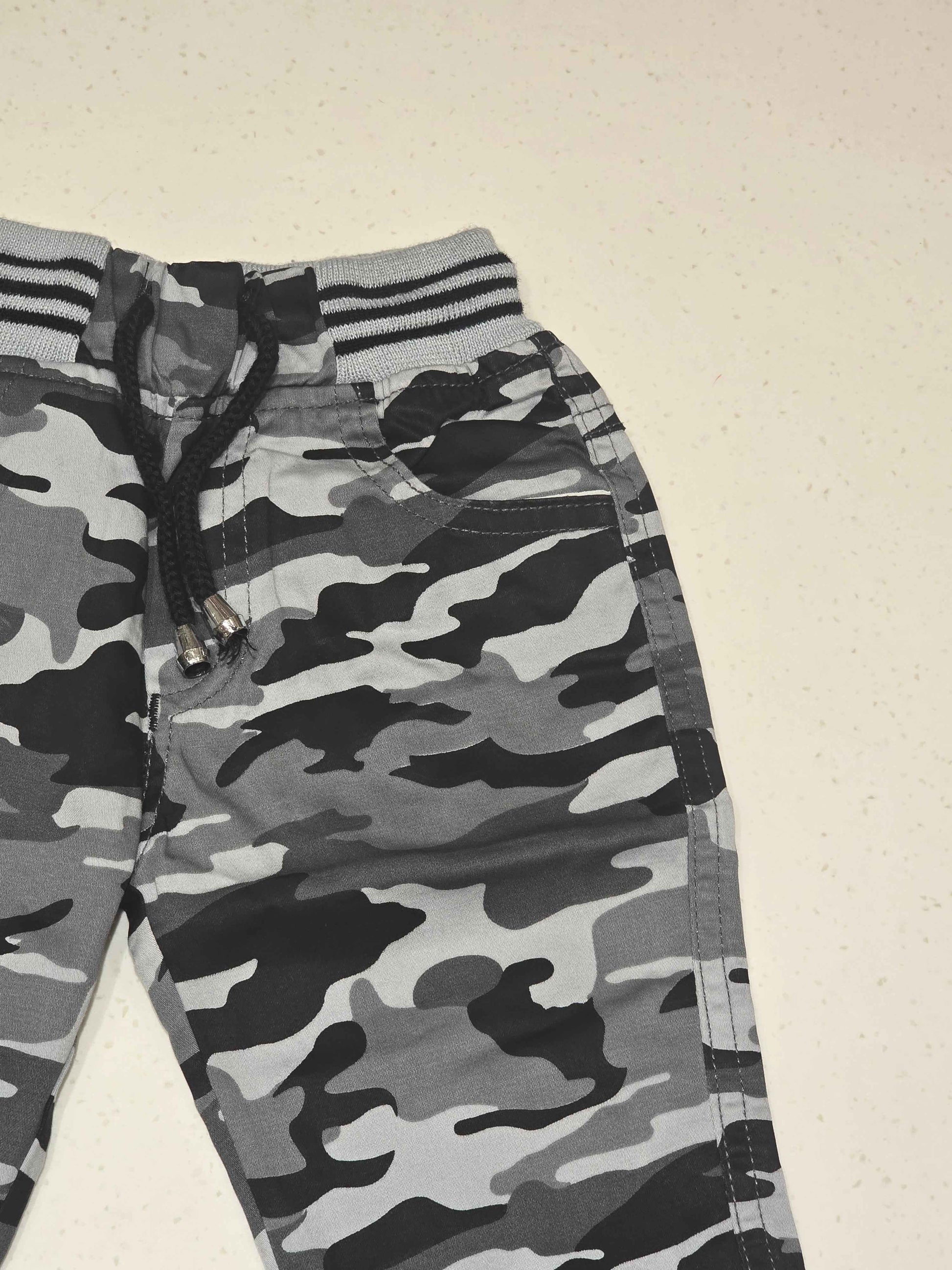 Cotton material gray with black colour military Pant