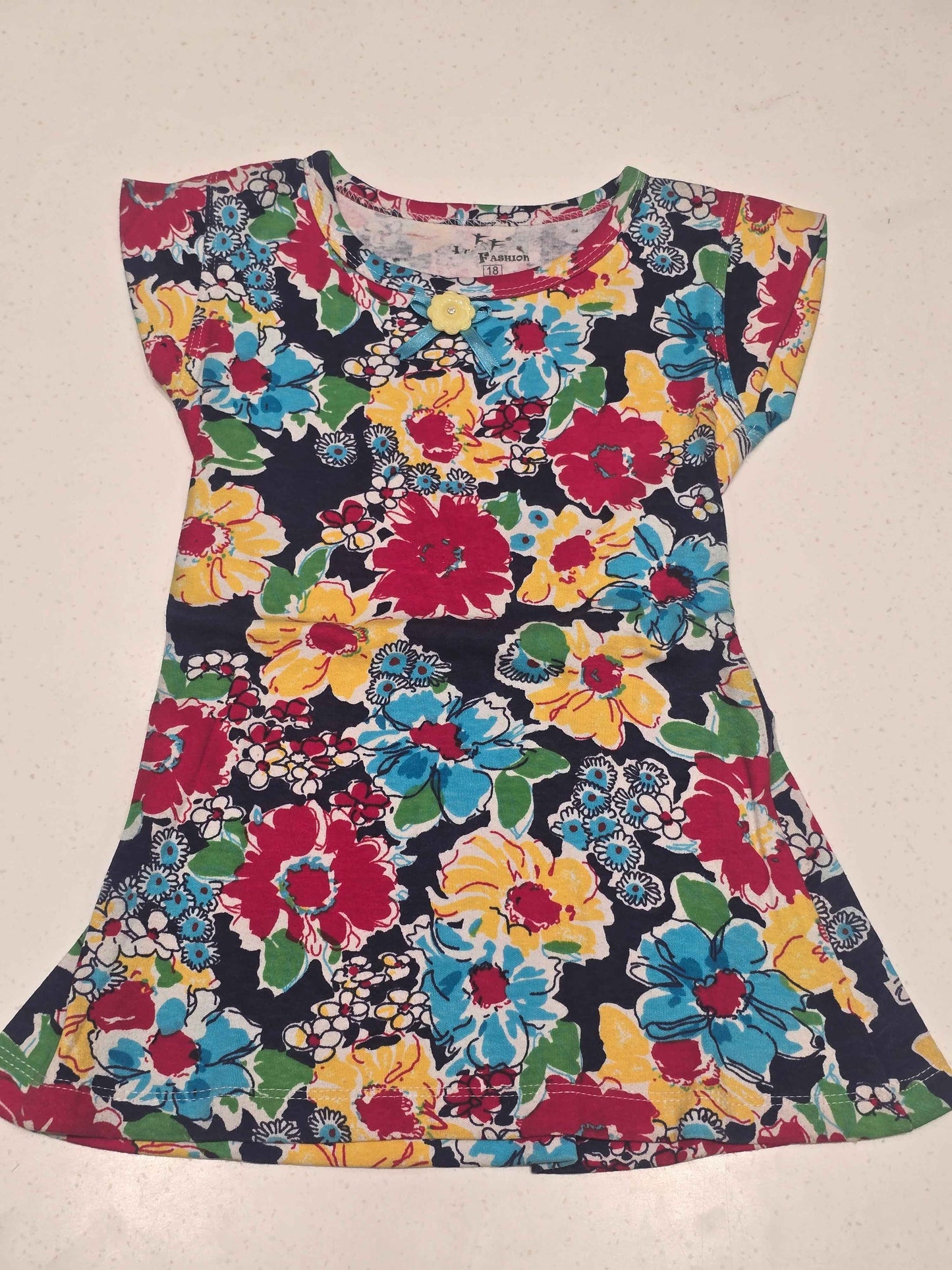 Printed Cotton material multi colour flower design baby frock