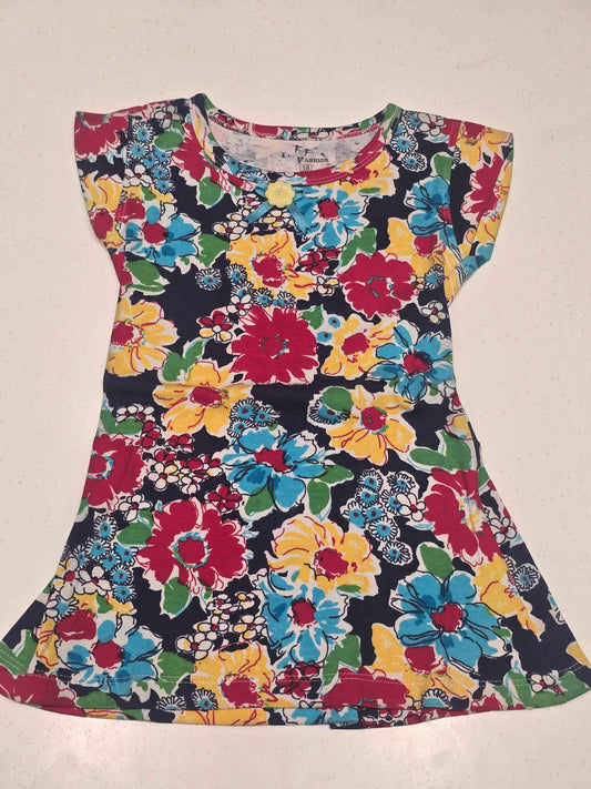 Printed Cotton material multi colour flower design baby frock