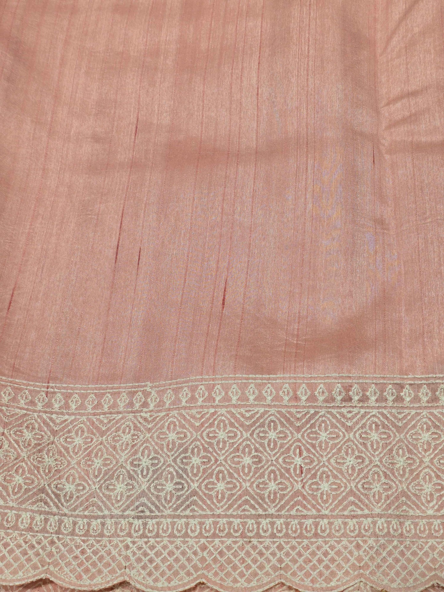 Baby Pink Tussar Jute Saree with Embroidery