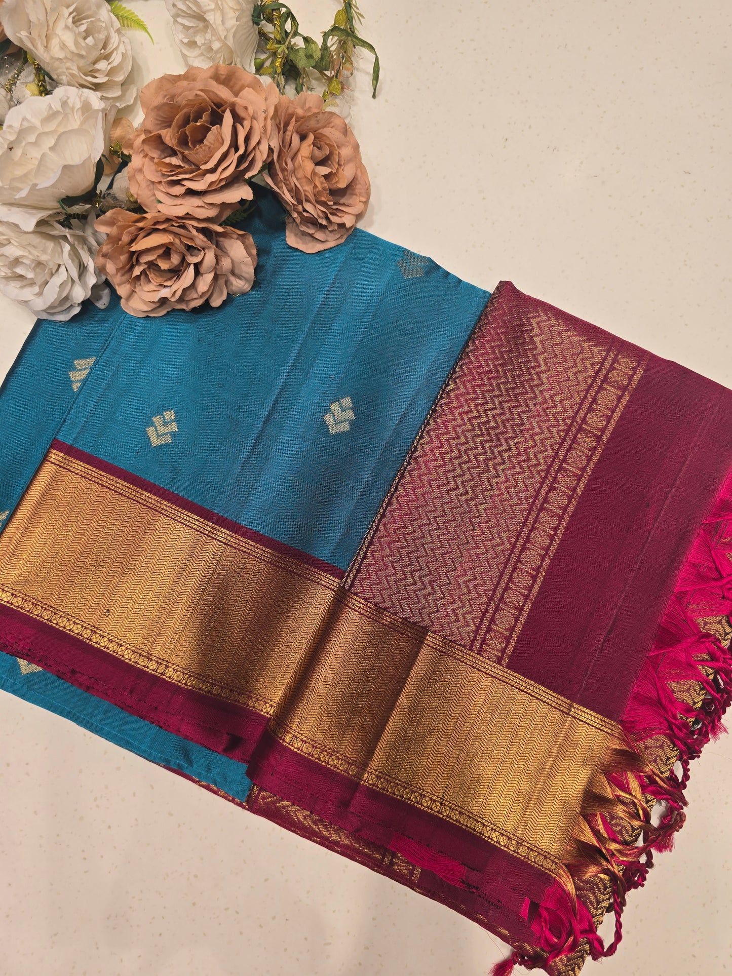 Pure Soft Silk Saree with Fancy Butta & Traditional Zari Border | Festive & Wedding Silk Saree for Women