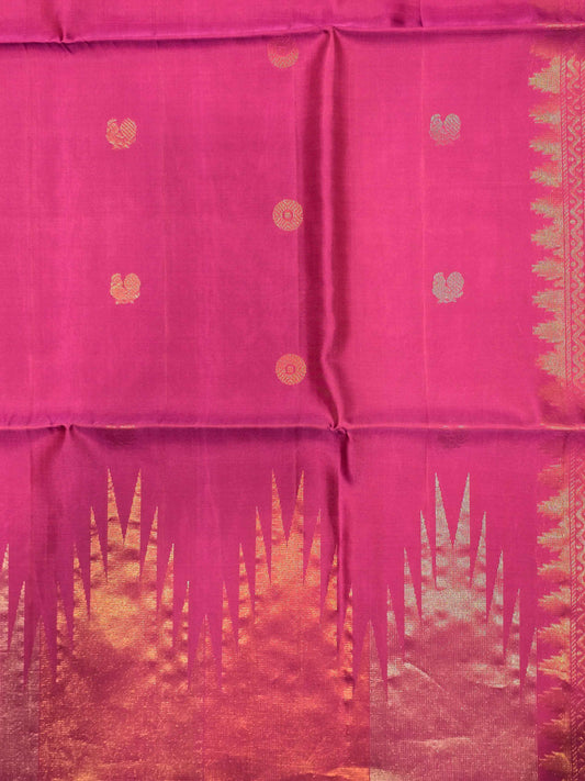 Pure softsilk saree with temple border design