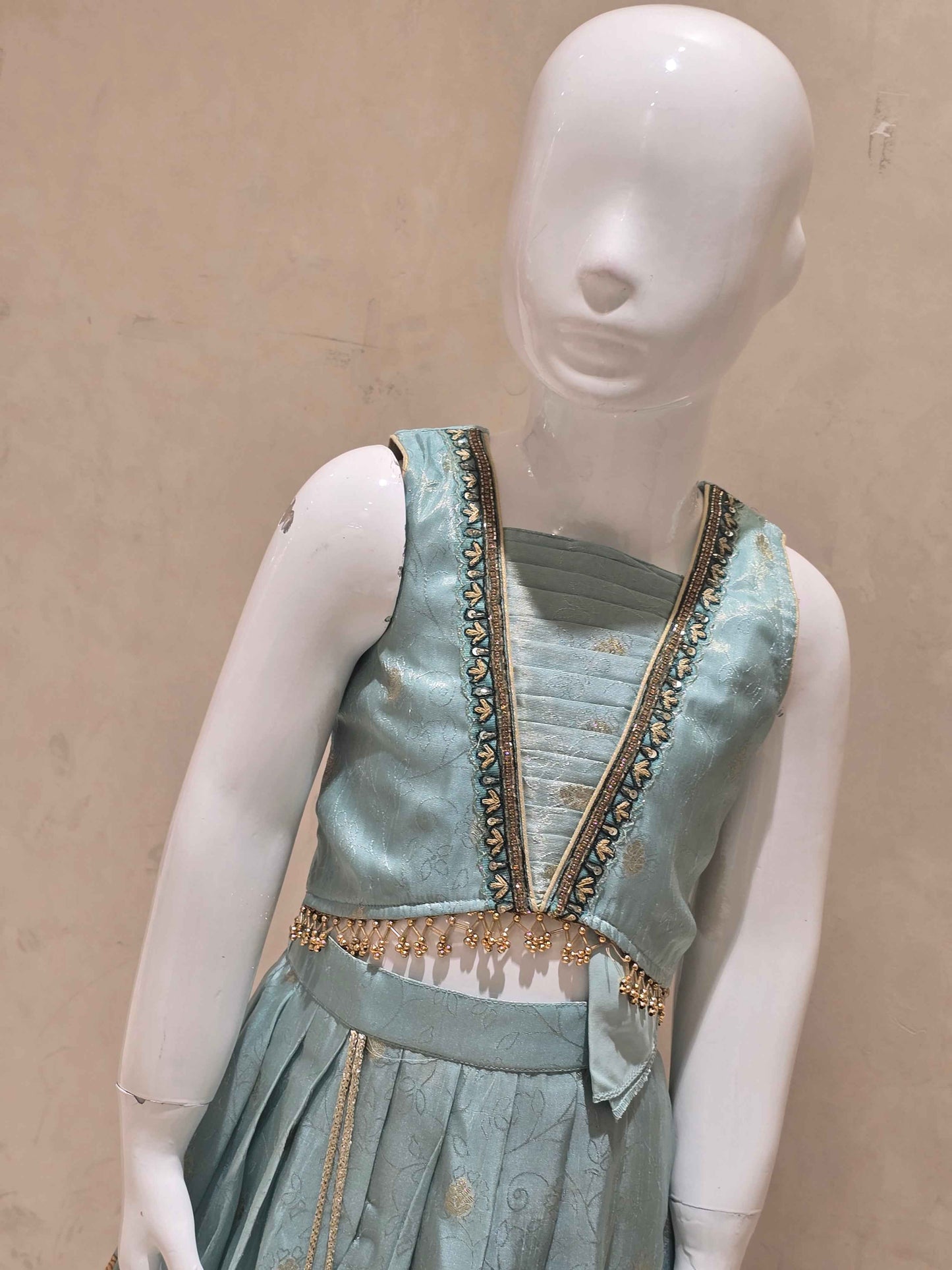 Pista Tissue Ghagra Choli for Girls