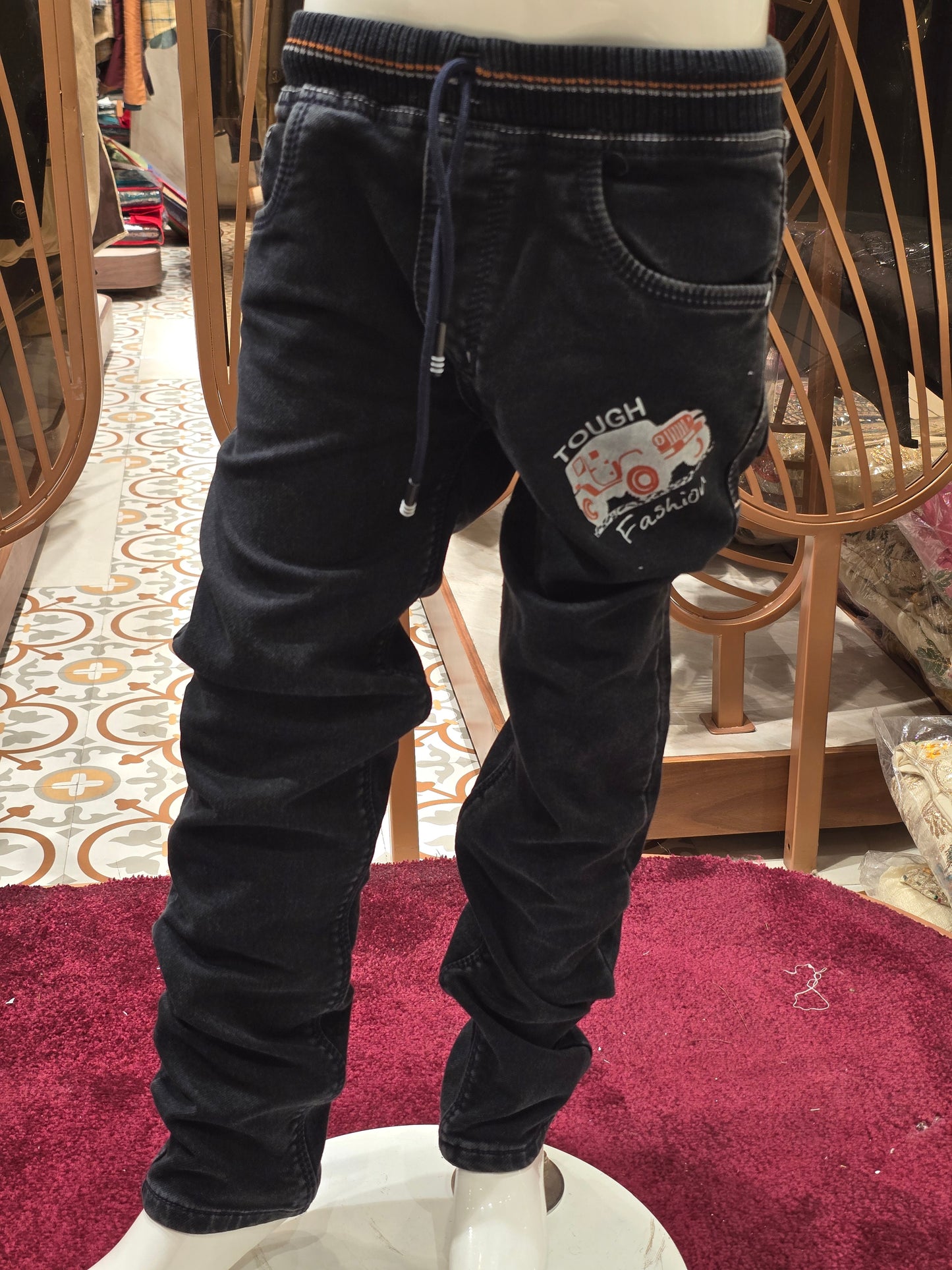 Boys Black Denim Stretchable Jeans Pant