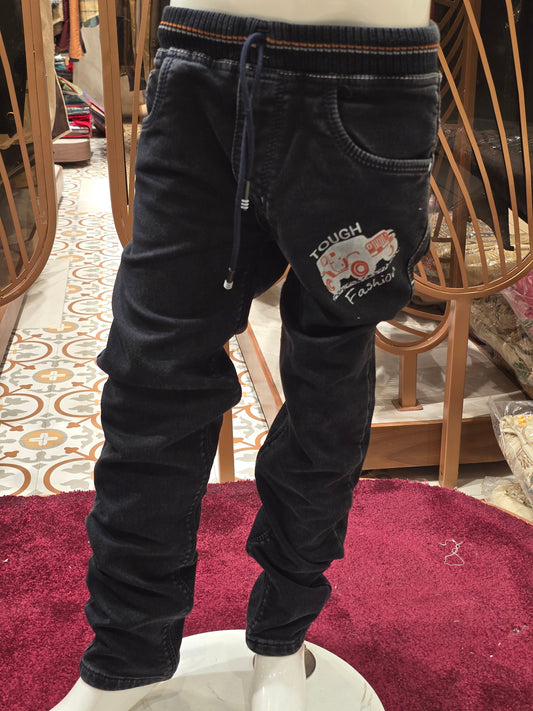 Boys Black Denim Stretchable Jeans Pant