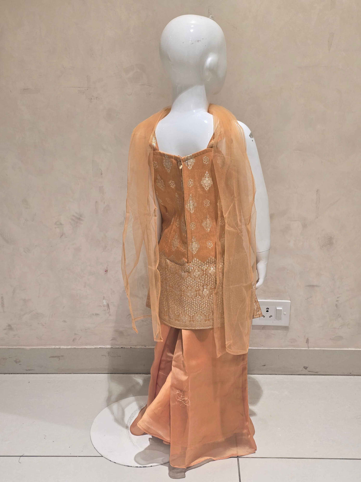 Mustard Chanderi Silk Sharara Set for Girls