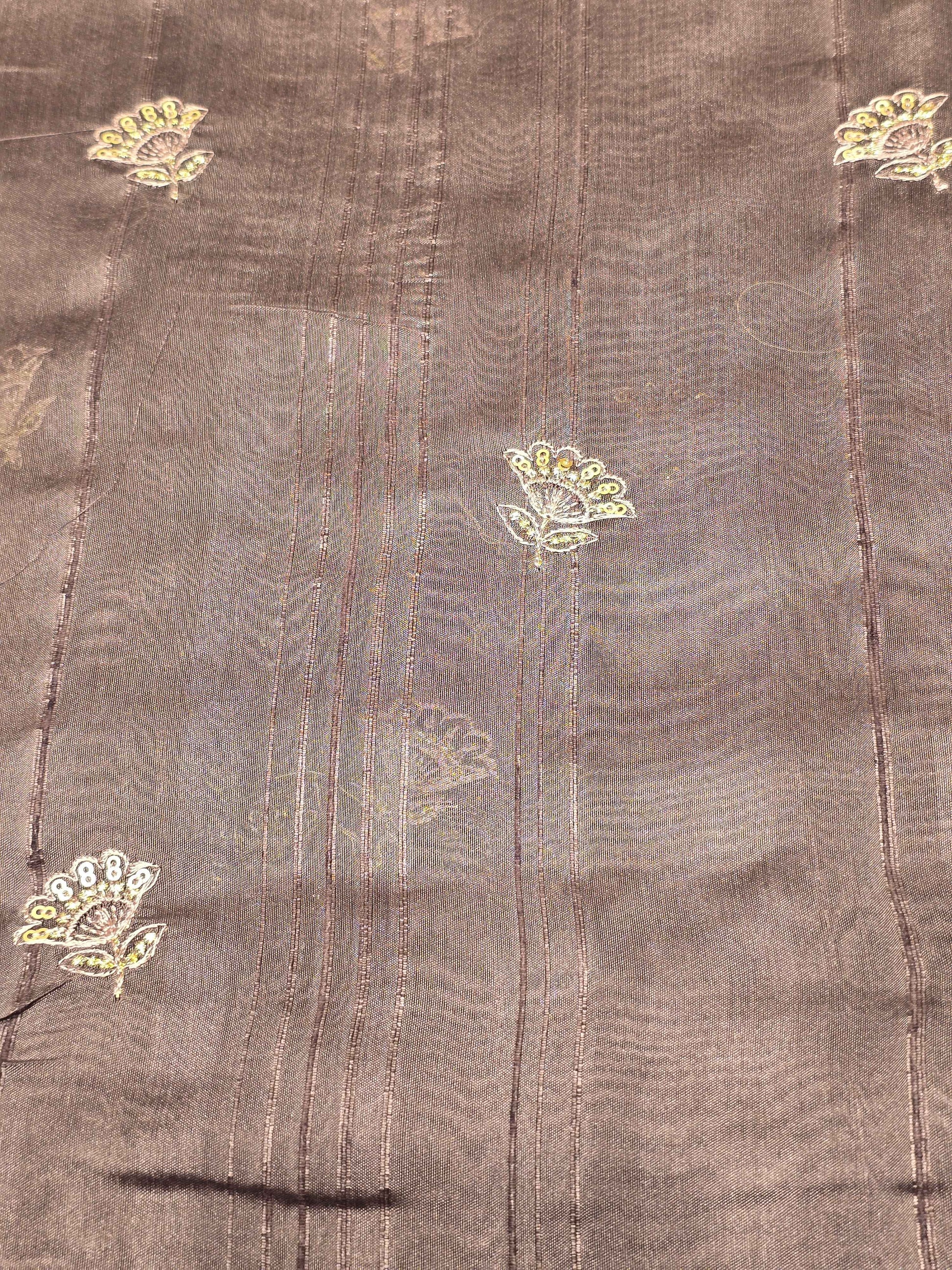 Tussar Silk Saree with Jute Finish & Sequin Work