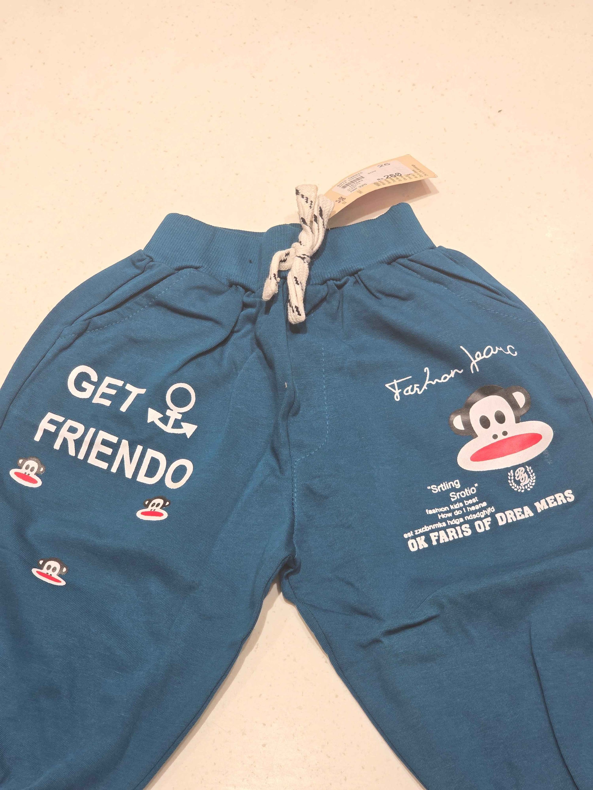 Cotton material Rama blue color ¾ with rubber prints