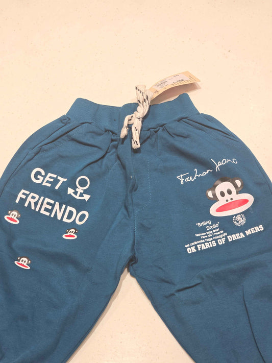 Cotton material Rama blue color ¾ with rubber prints