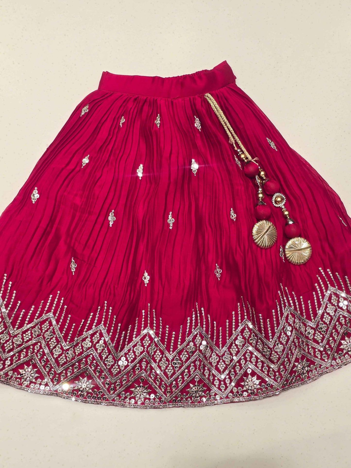 magenta pink kids' lehenga choli set,