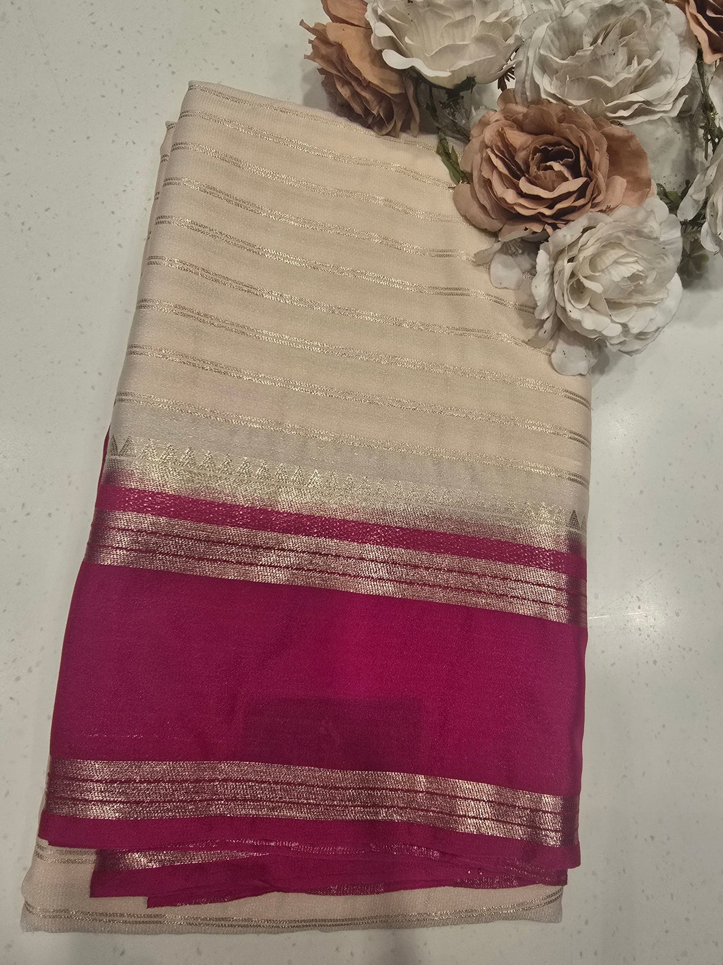 Graceful Semi Crepe Silk Saree with Zari Bentex Border | Elegant Festival & Daily Wear Saree for Women