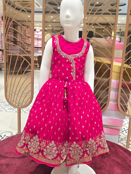 Rani Pink Georgette Skirt Top for Girls