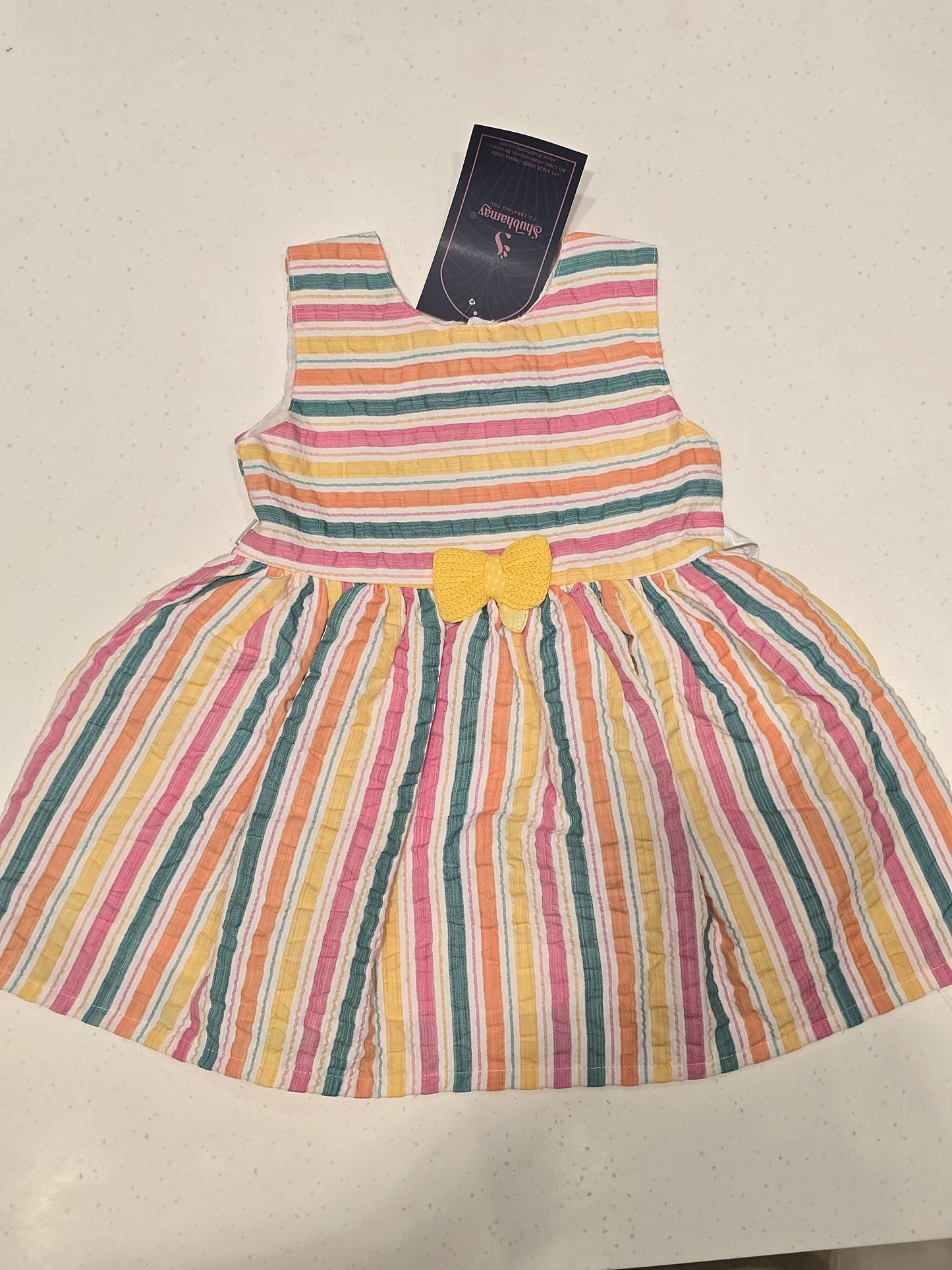 Baby Girls Multicolor Stripe Cotton Frock