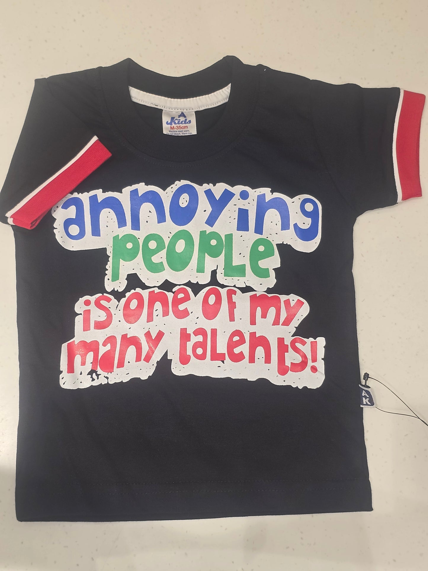 Cotton material black colour printed t-shirt