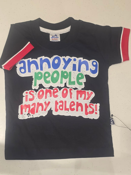 Cotton material black colour printed t-shirt