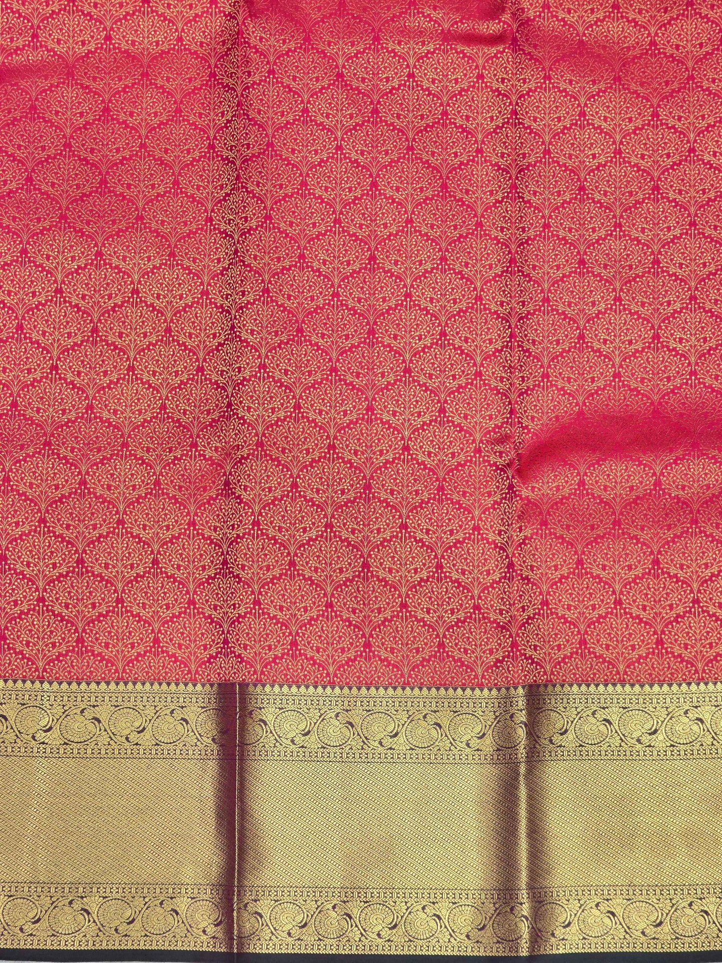Pure Handloom Kanjivaram Brocade Silk Saree with Gatti Border and Rich Pallu