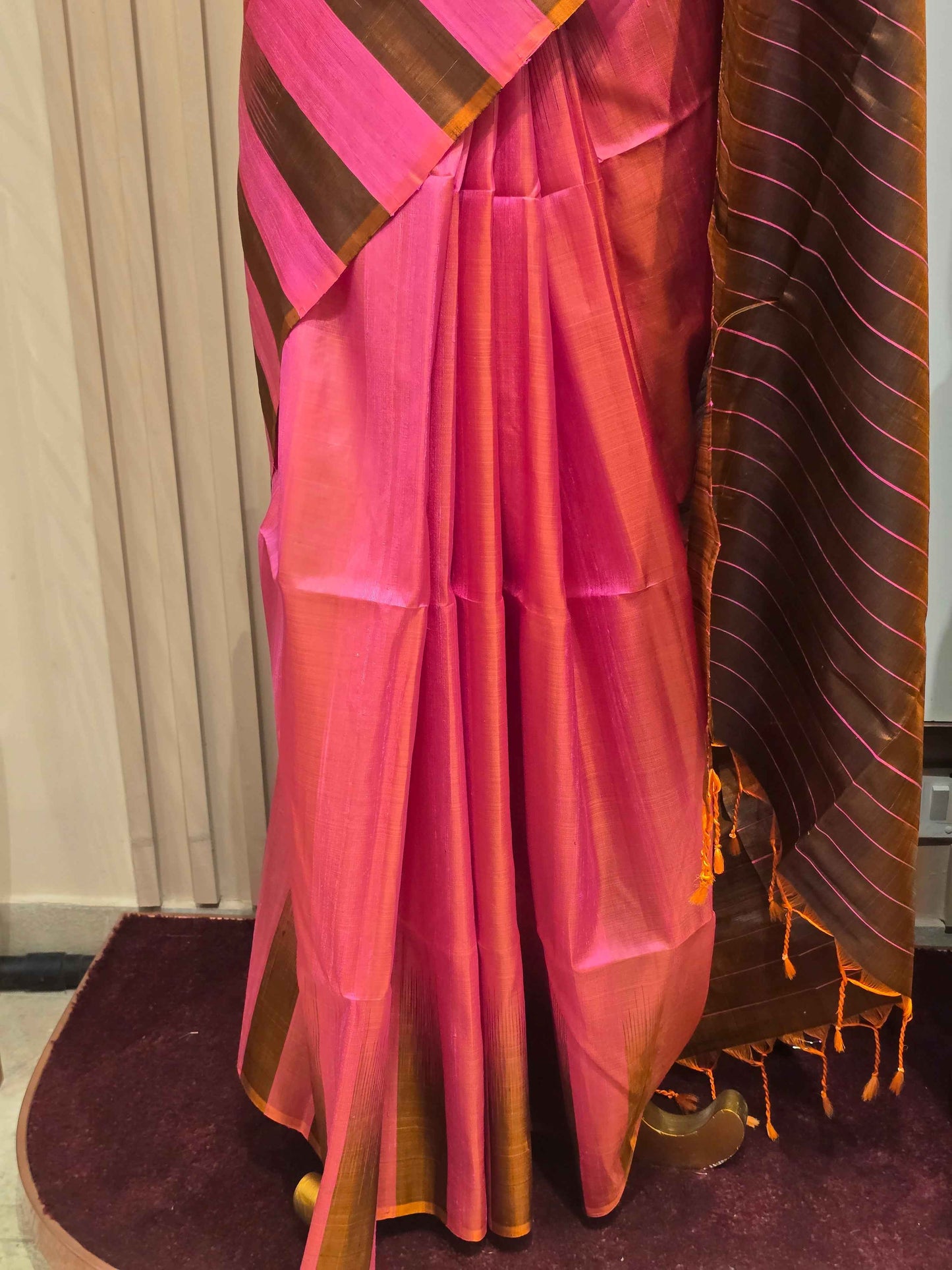 Pure jute silk with dual shade and kaddi pallu