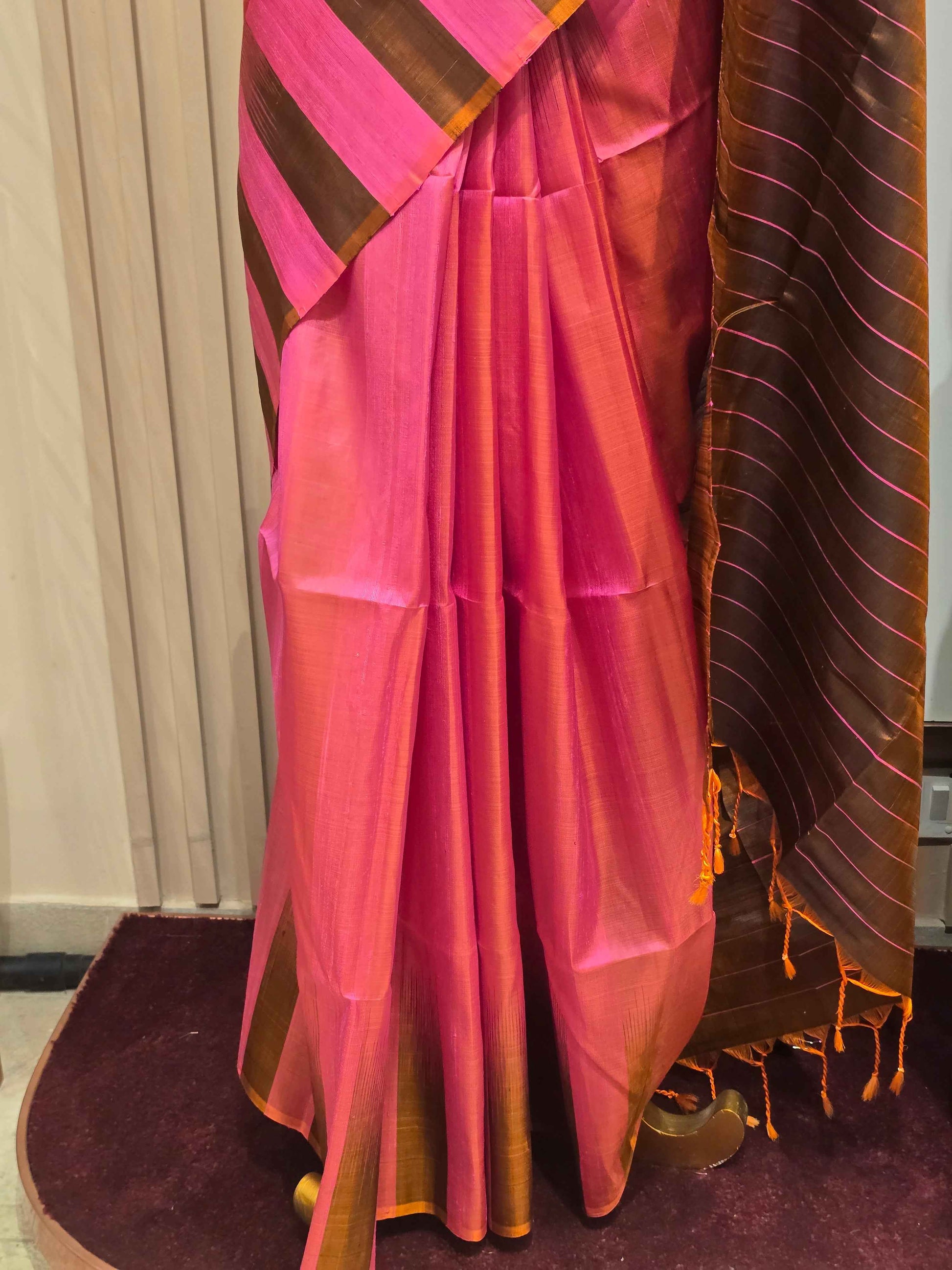 Pure jute silk with dual shade and kaddi pallu