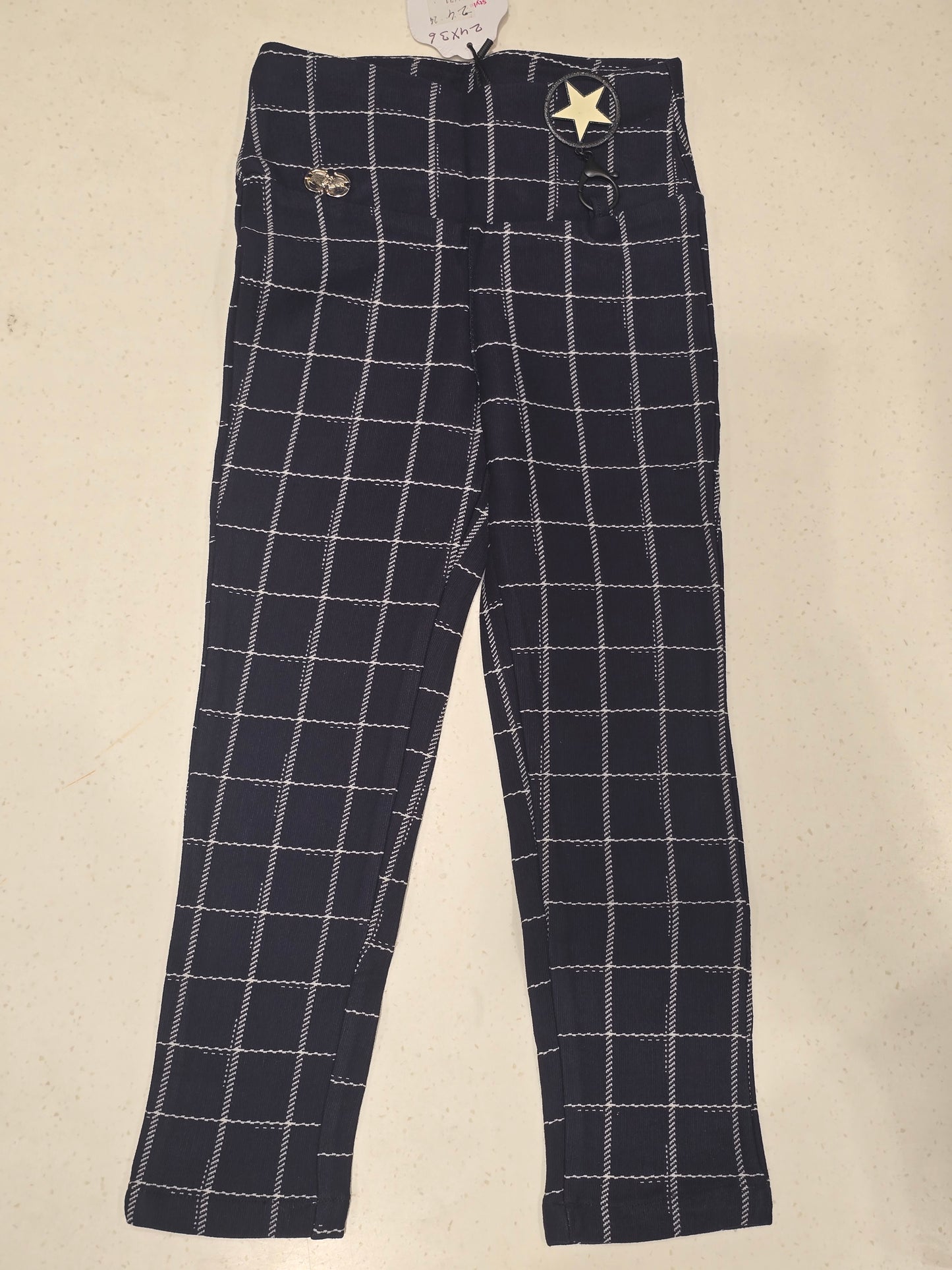 Checked Stretchable Pants for Girls