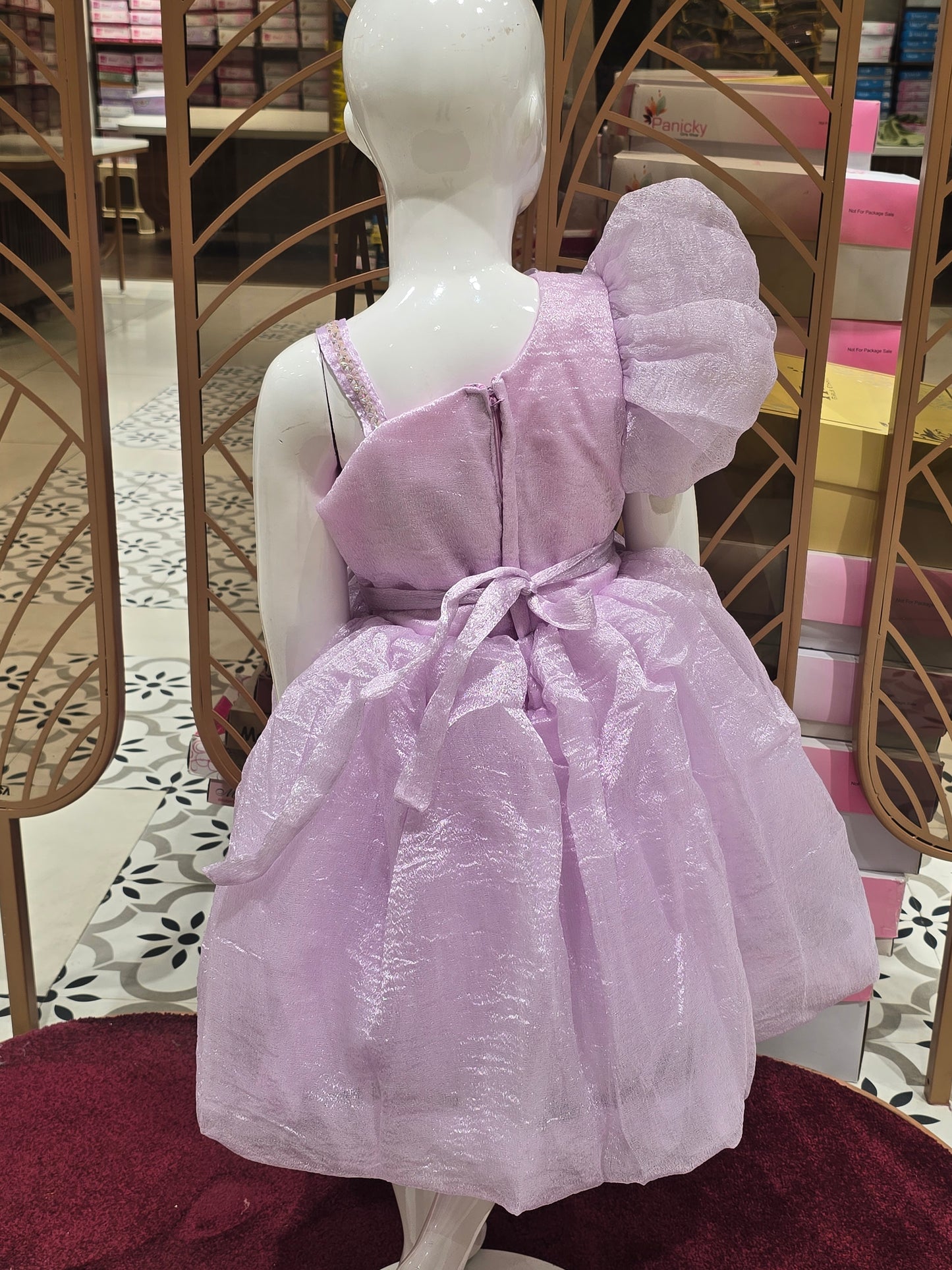 Organza One-Shoulder Baby Frock for Girls Size