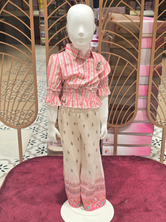 Girls Printed Chiffon Western Dress Set