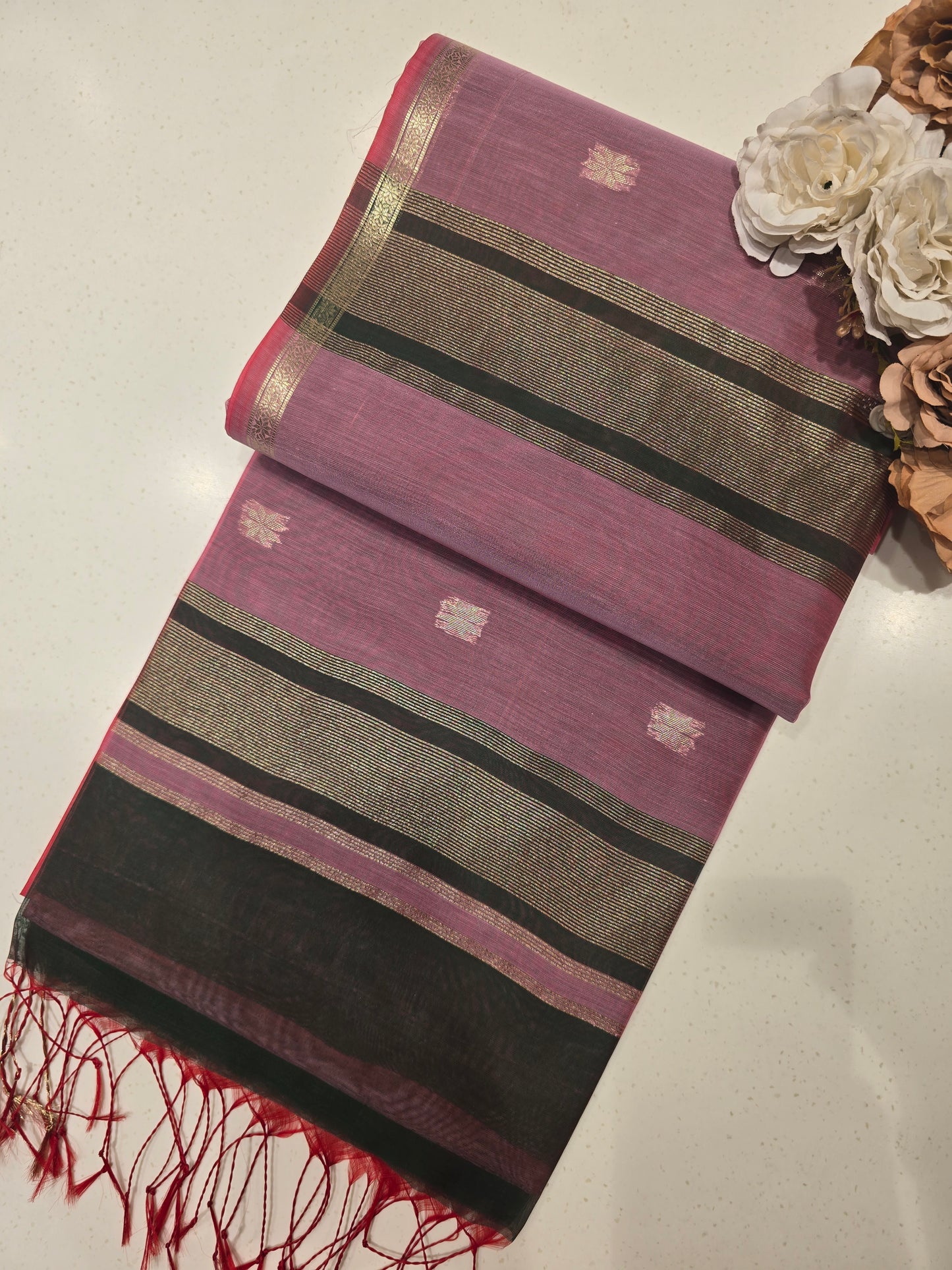 Maheshwari Cotton Silk Saree with Zari Border & Butta Design | Lightweight Festive & Daily Wear Saree for Women