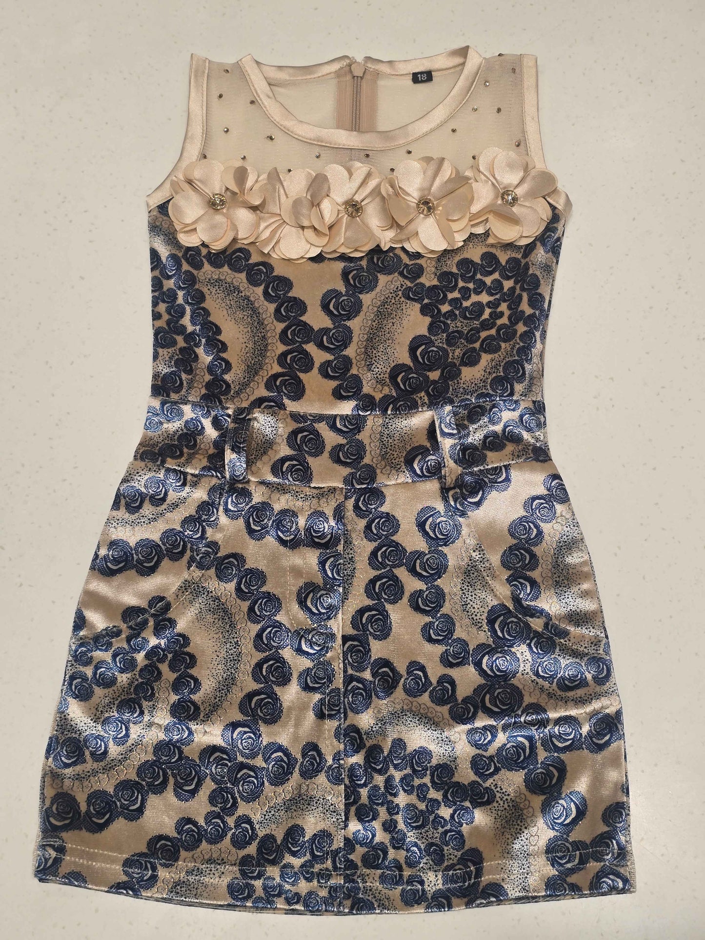 Baby Girl Printed Satin Stretchable Bodycon Frock