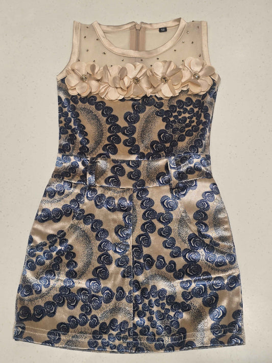 Baby Girl Printed Satin Stretchable Bodycon Frock