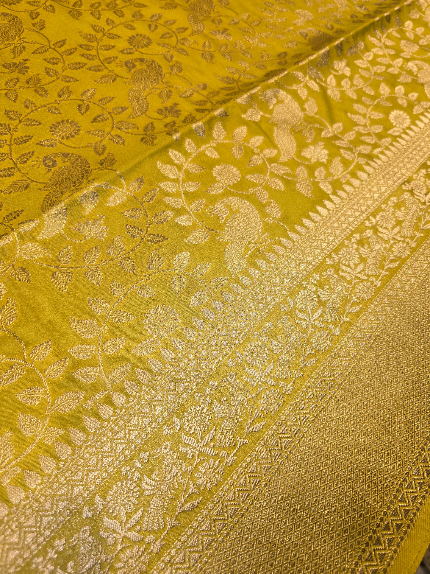 Semi Banarasi Silk Saree with Floral & Peacock Design and Fancy Zari Border | Festive Wear Saree for Women