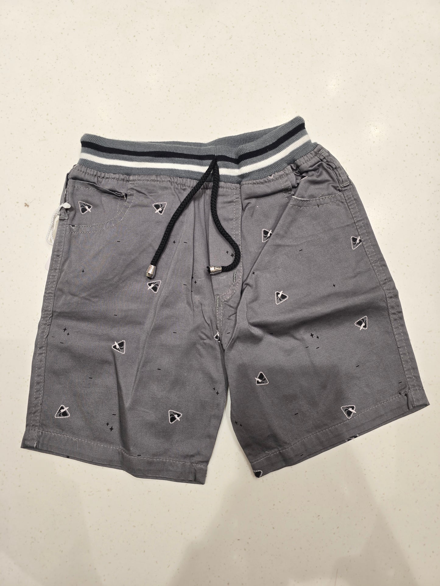Gray Printed Cotton Shorts for Boys