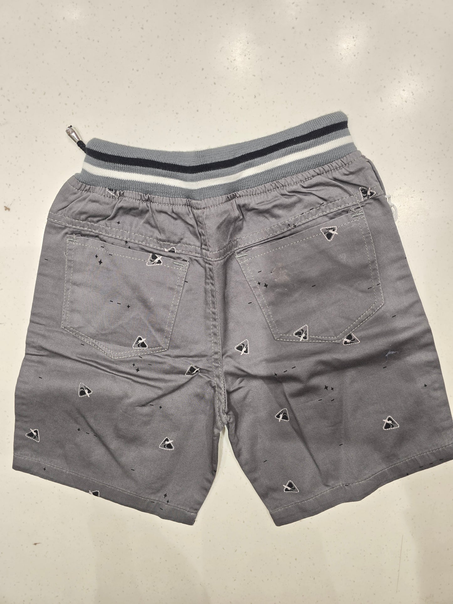 Gray Printed Cotton Shorts for Boys