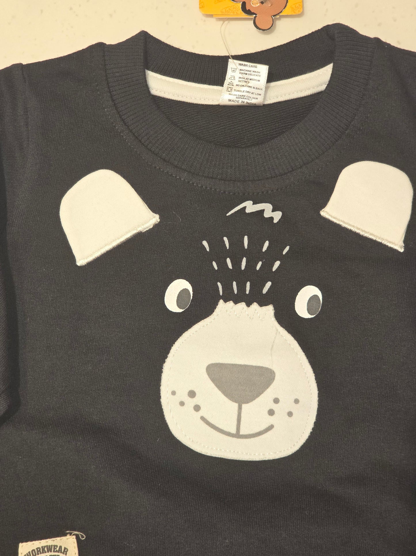 Cotton material blue colour bear print t-shirt