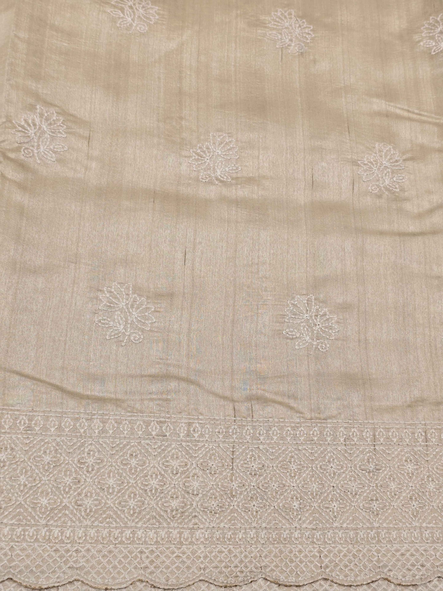 Baby Pink Tussar Jute Saree with Embroidery