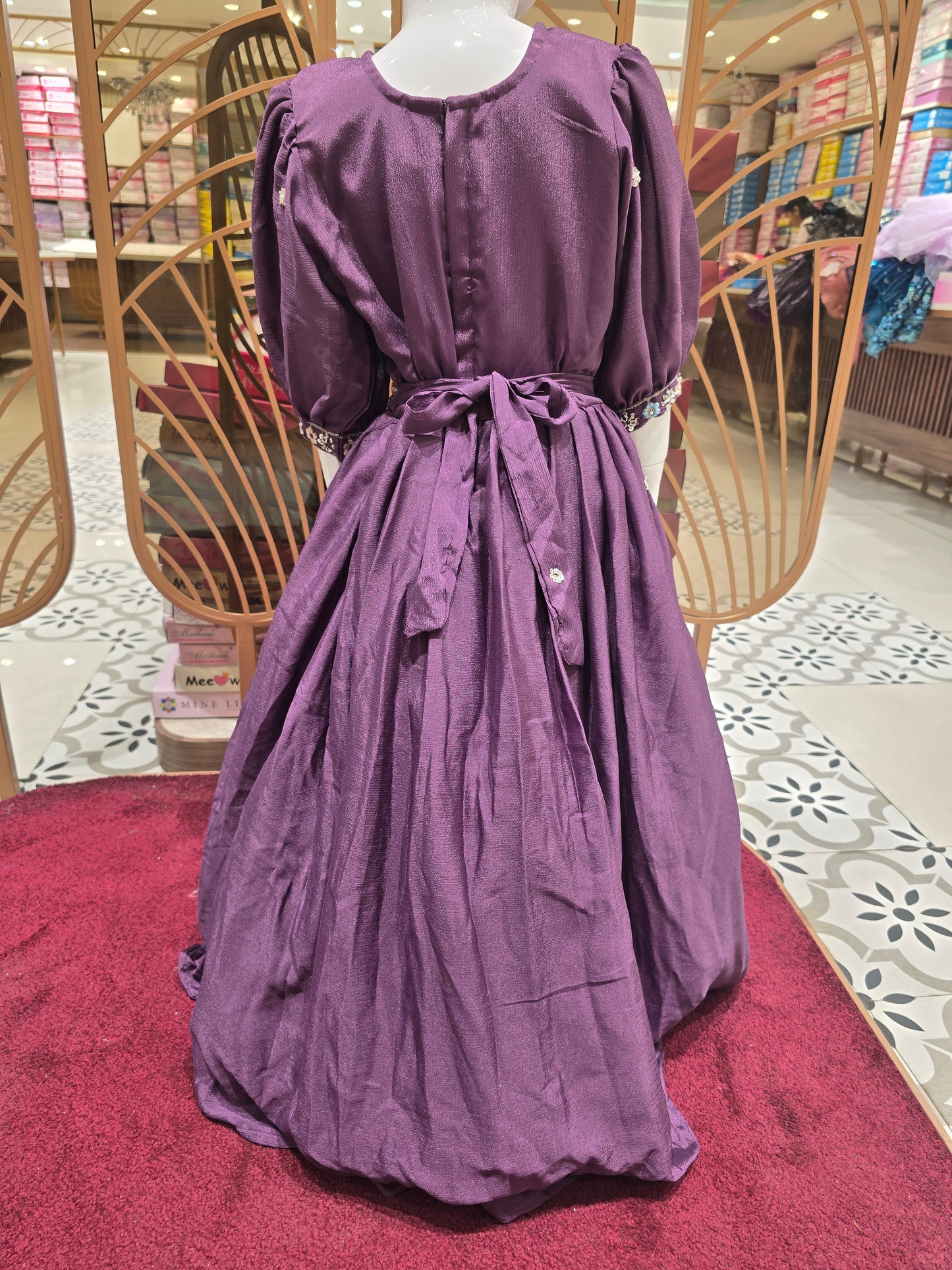 Light Purple Crepe Ethnic Gown for Girls