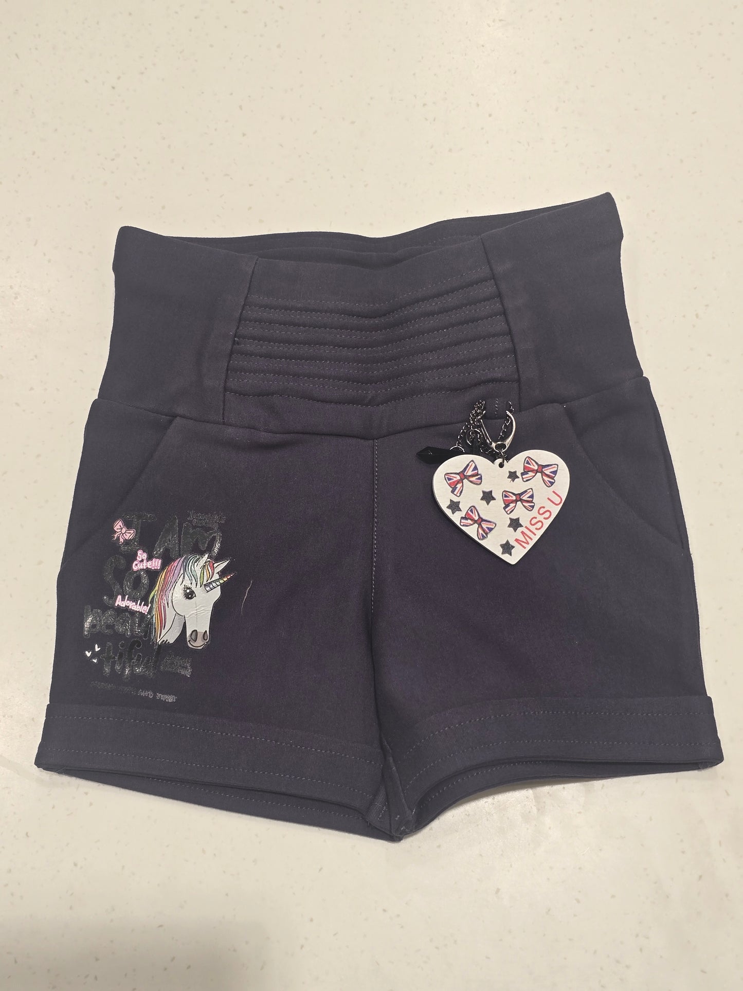 Baby Girls Stretchable Unicorn Print Fancy Shorts