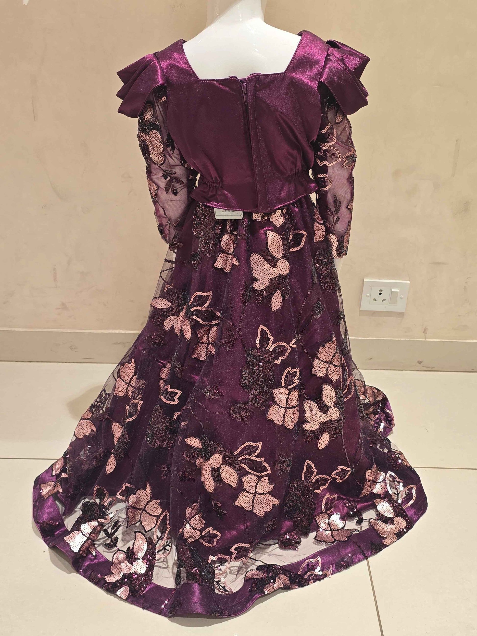 Wine Knitted Bridal Ghagra Choli for Girls