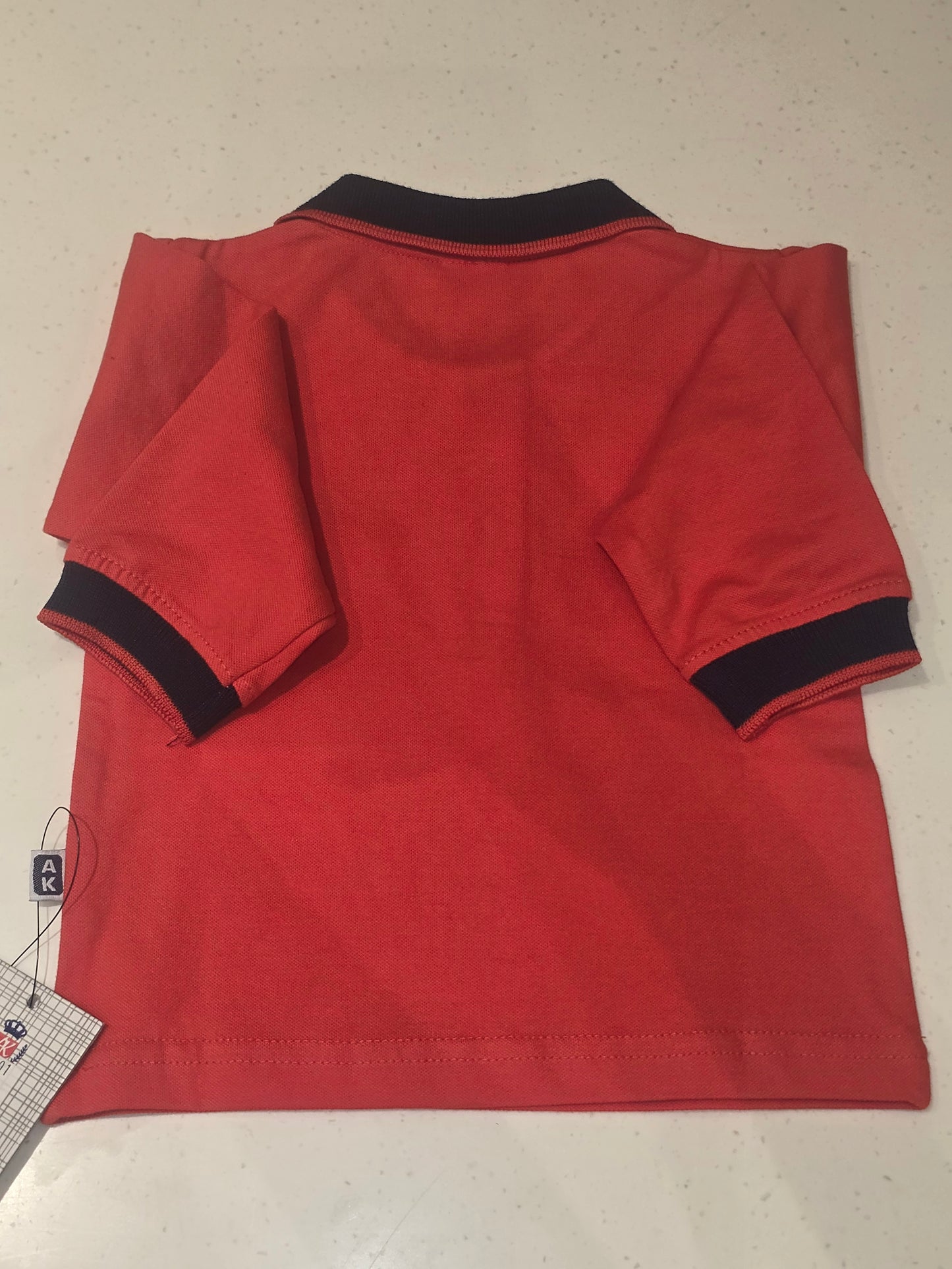 Baby Boys Orange Cotton Collar Neck T Shirt