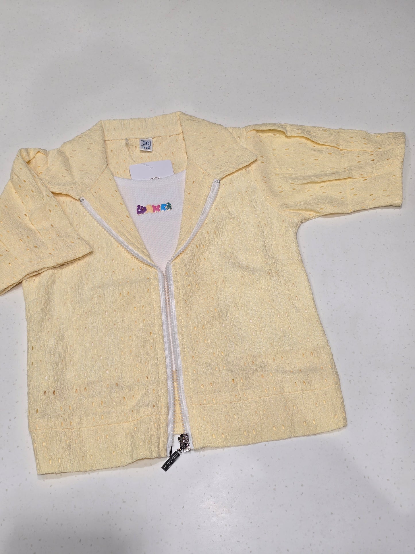 light yellow pointelle knit toddler