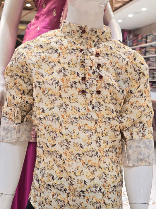Boys Multi Colour Printed Lycra Short Kurta