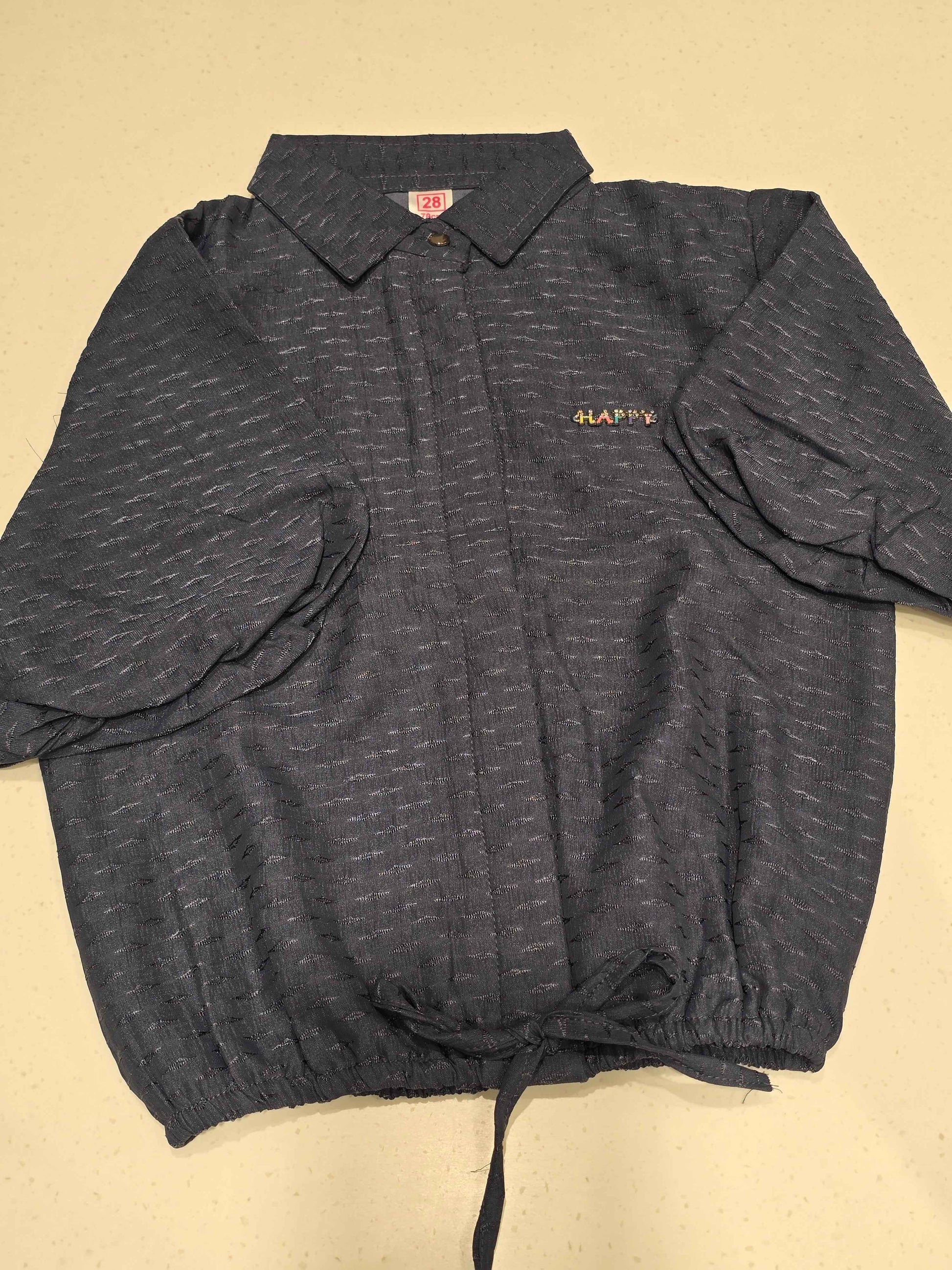 Dark Grey Cropped Track Shirt for Girls