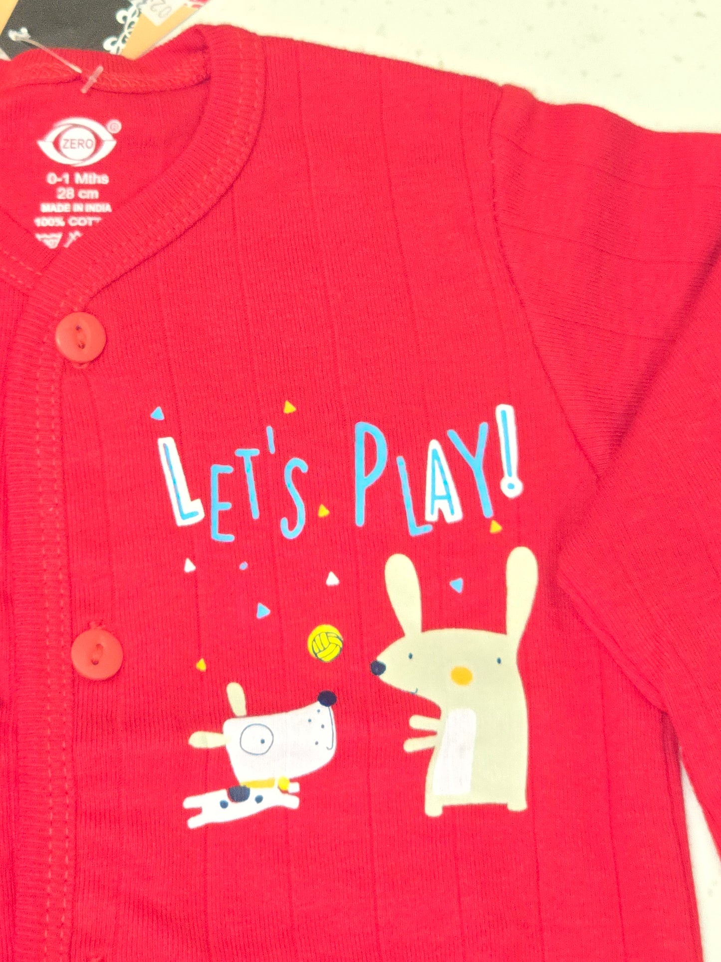 Cotton material red colour printed t-shirt