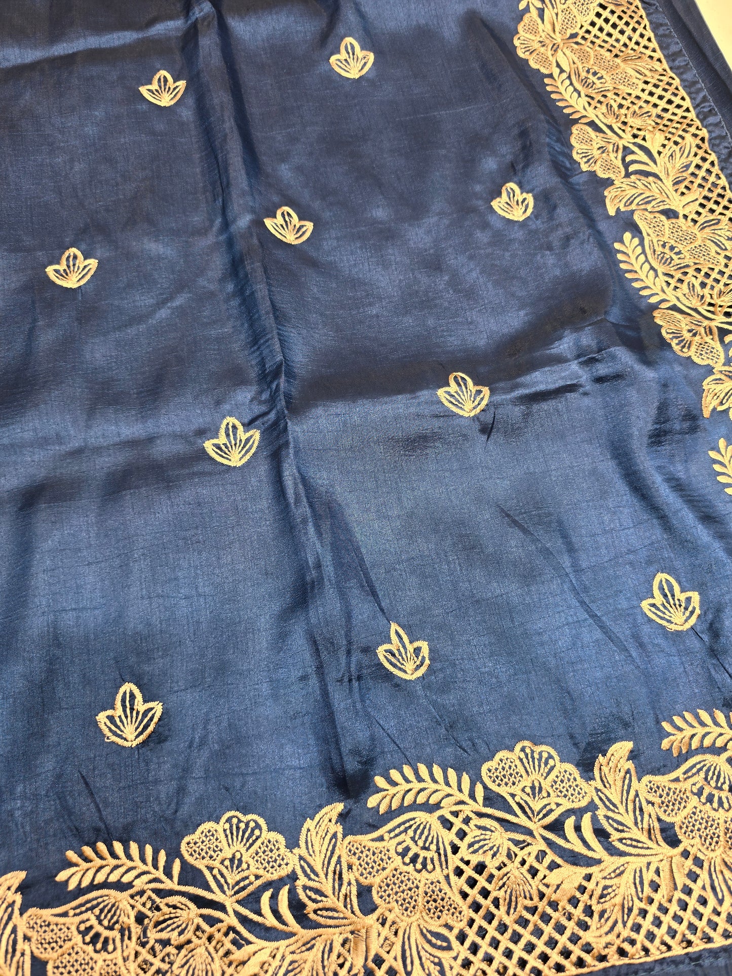 Maroon Tussar Saree with Golden Embroidery Border