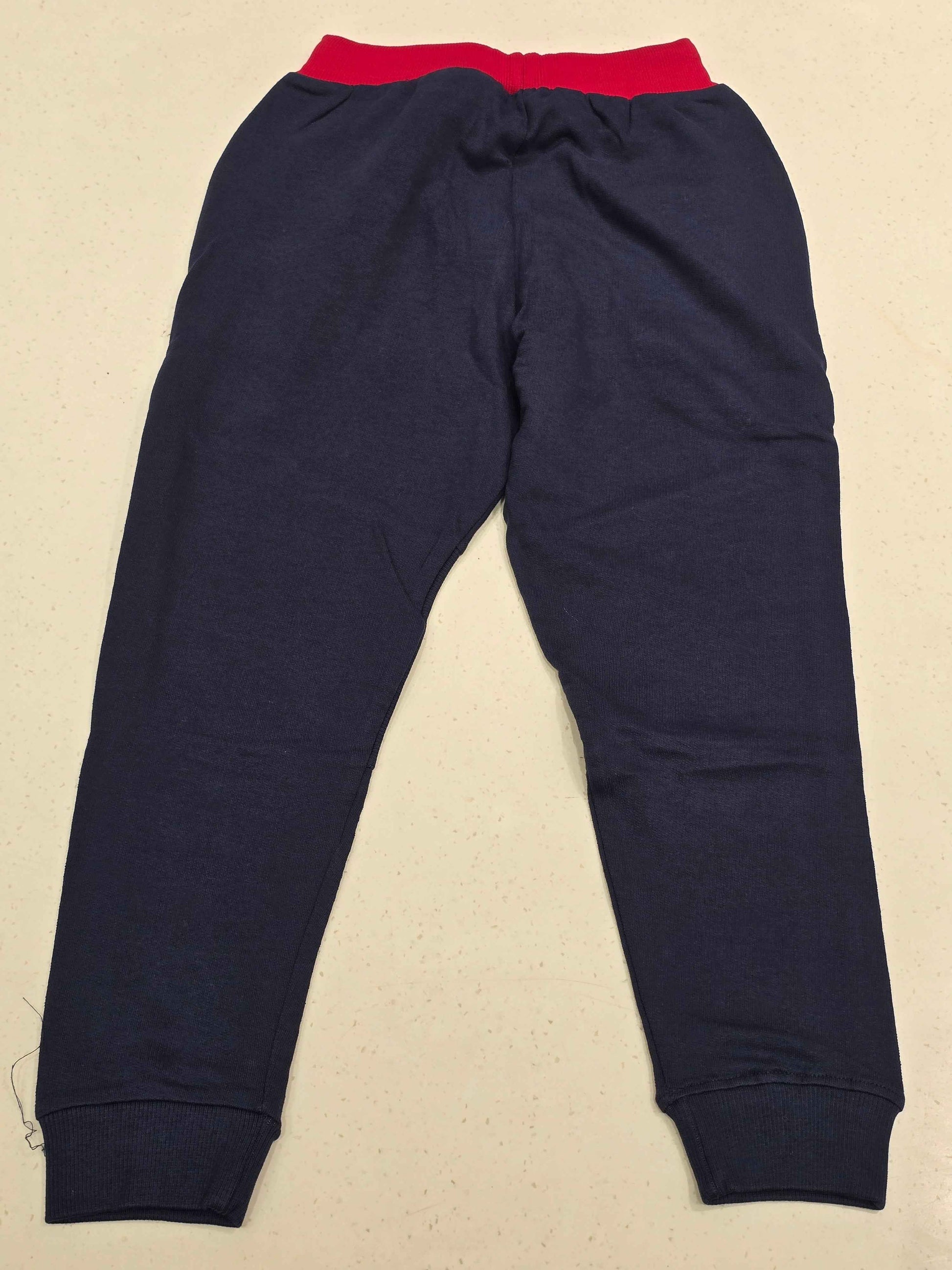 Cotton material blue color pant for boy with red color round Elasticable