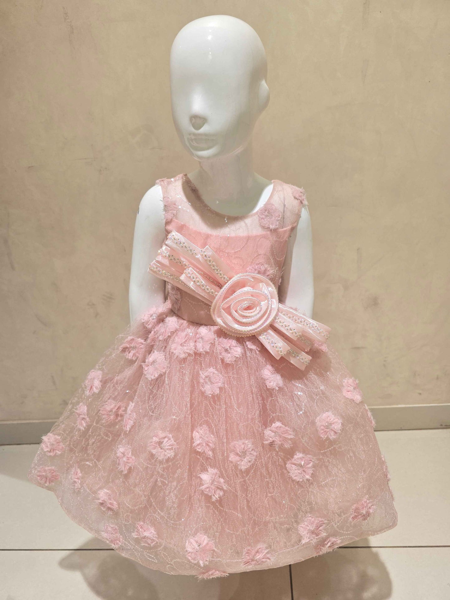 Soft Pink Knitted Sequin Baby Frock for Girls