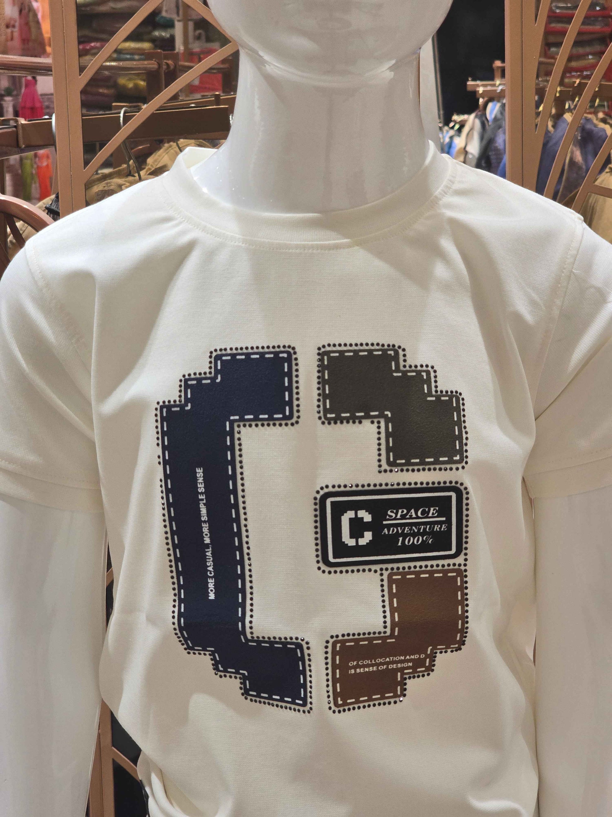 Lycra Material halfwhite colour round neck t-shirt