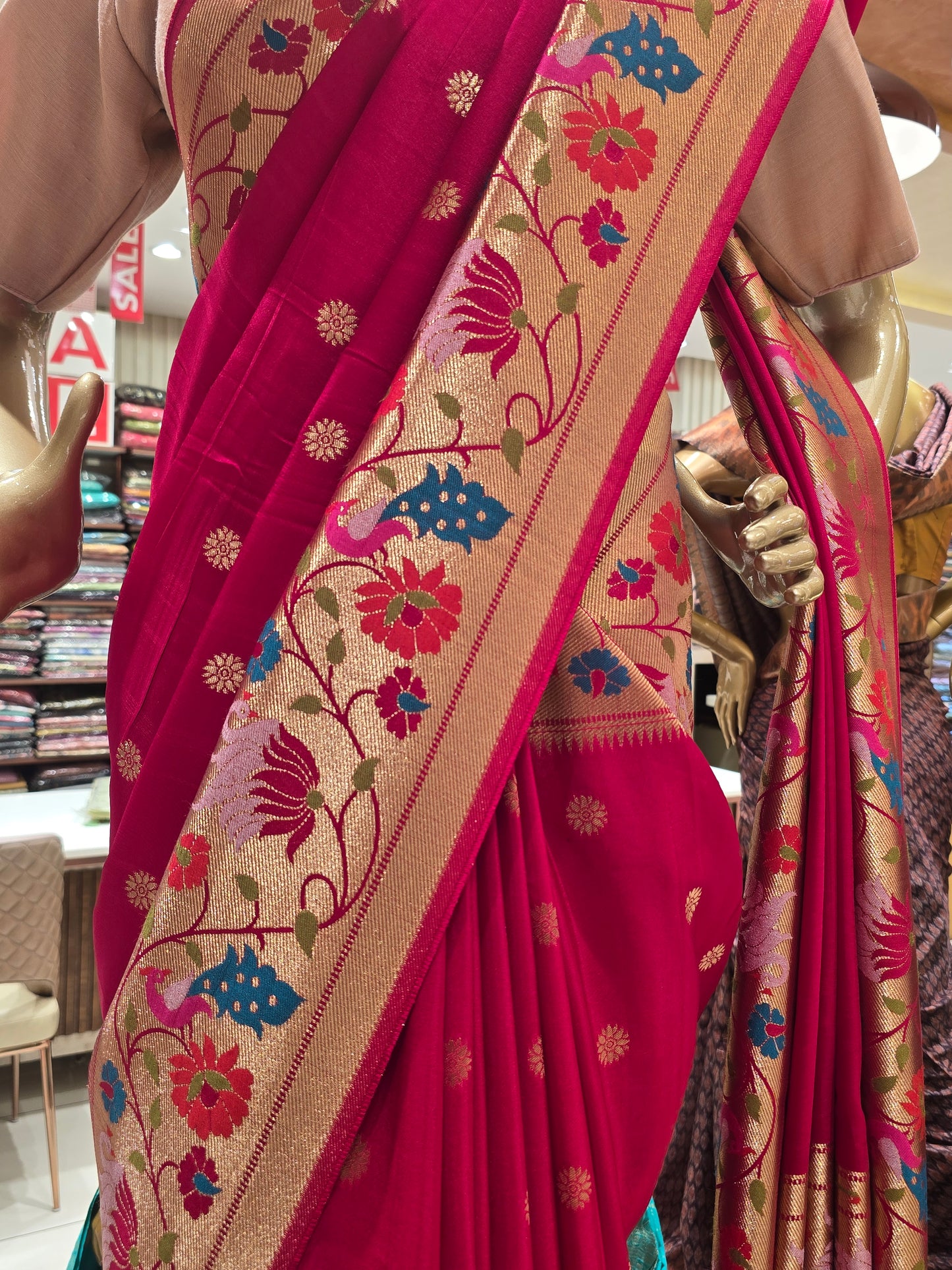 Cherry Pink Viscose Saree with Designer Border and Rich Pallu