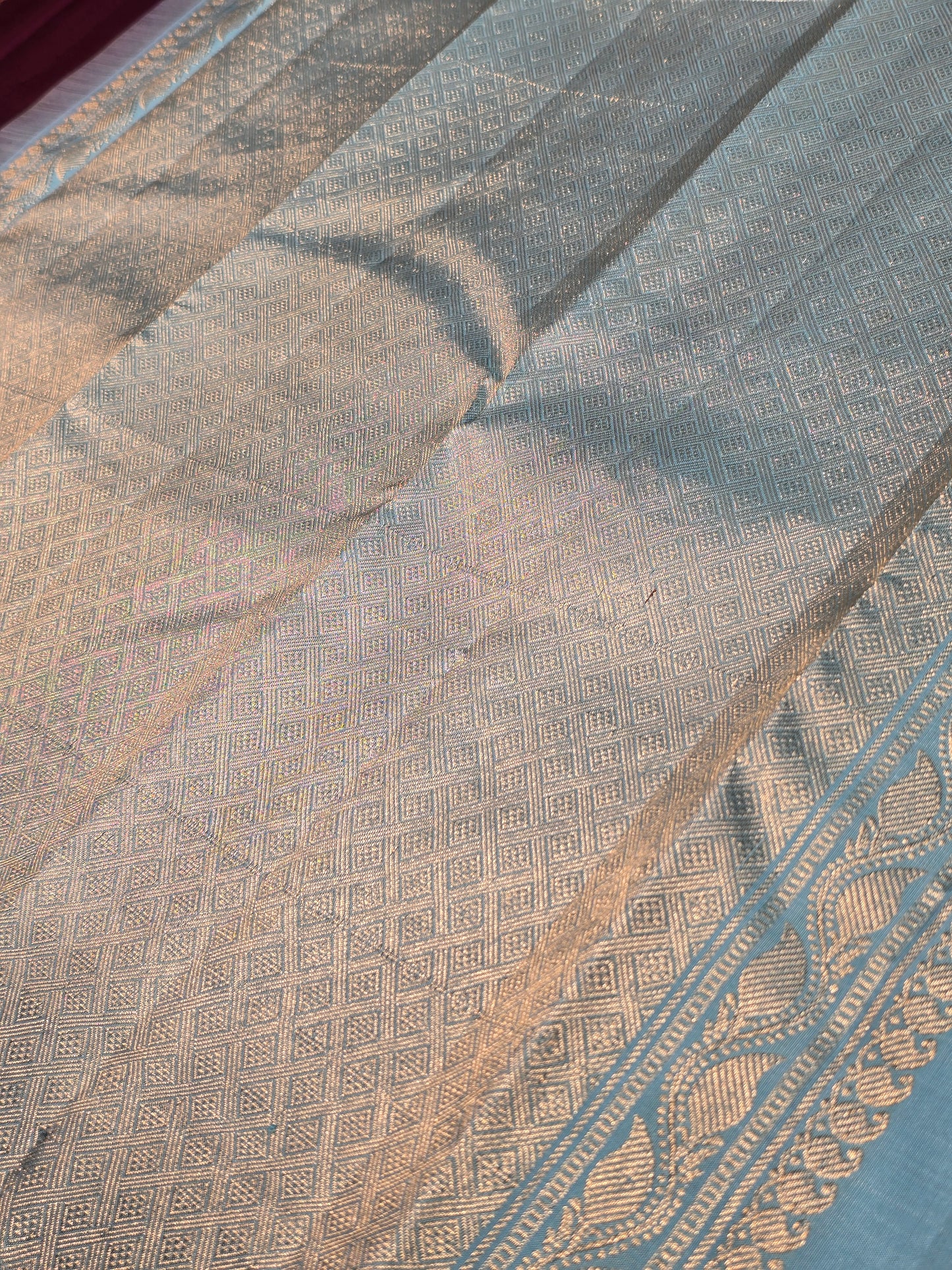 Pure Handloom Borderless Kanchipuram Silk Saree with Floral Weaving and Vertical Motifs | Festive & Wedding Wear